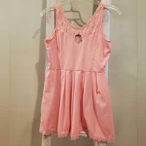 peachy/pink lace-trim Jumpsuit. Size Large.